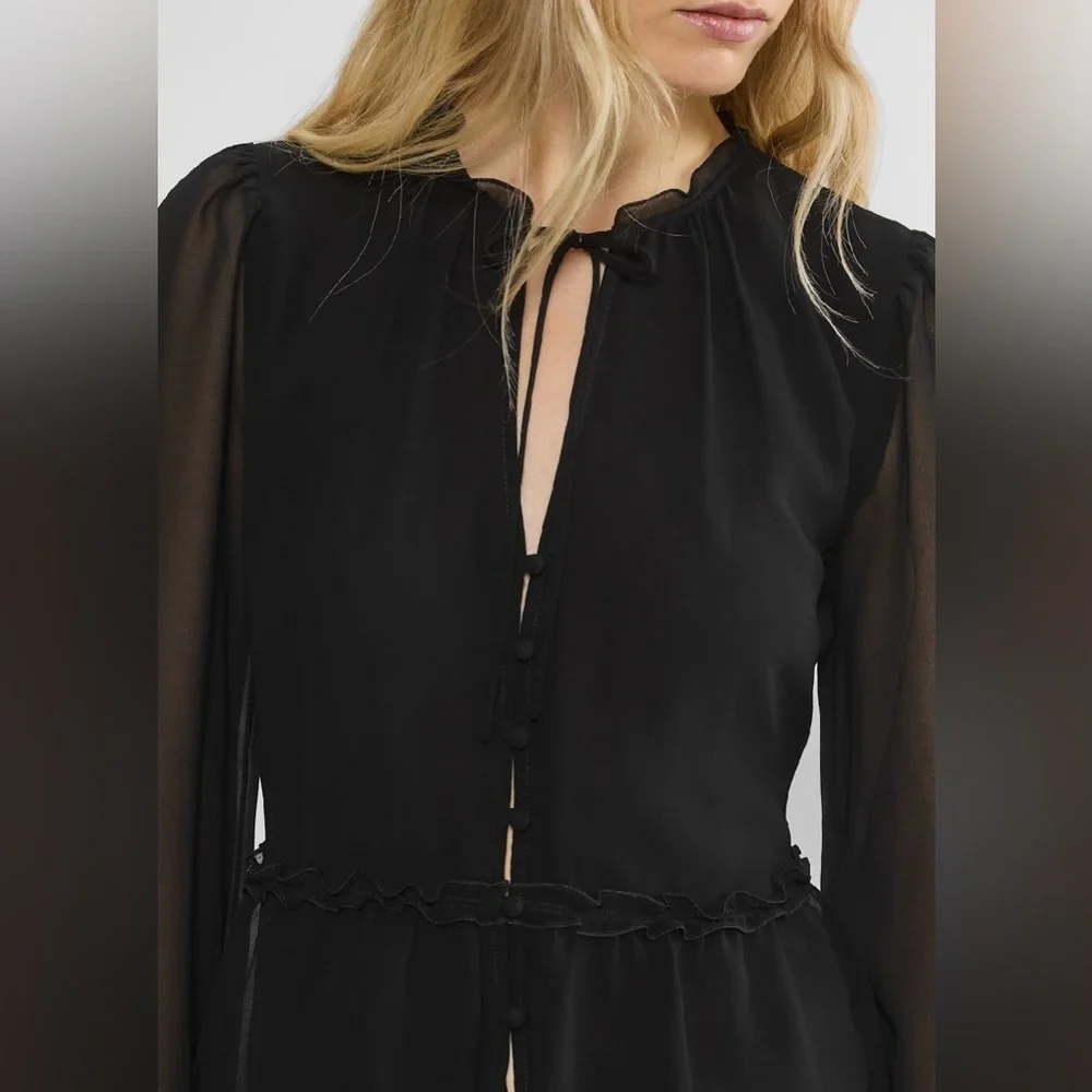 Aritzia Sheer Black Blouse - Picture 4 of 15